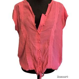 COUNTERPARTS Women’s Pink Button Down Blouse Size Large.